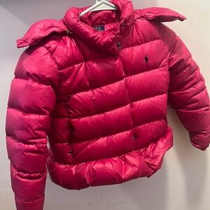 Girl pink down waist coat size 6x
